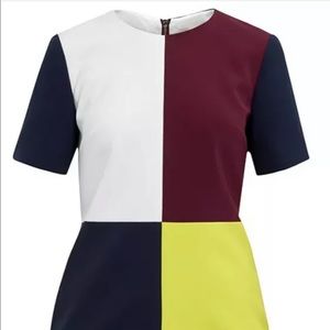 Ted Baker Colour By Numbers Ardell Colour Block Dress, Maroon Size 1